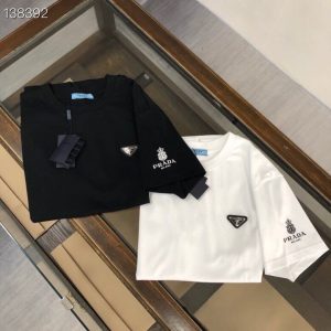 AAAA Replica Prada Men Summer Letter Pattern Short-Sleeved Loose Casual Wild Half-Sleeved T-Shirt