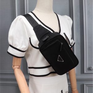 AAAA Replica Prada Pocket Tarpaulin Men Canvas Chest Bag