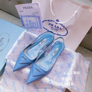 AAAA Replica Prada Pointed-Toe Leather Sandals