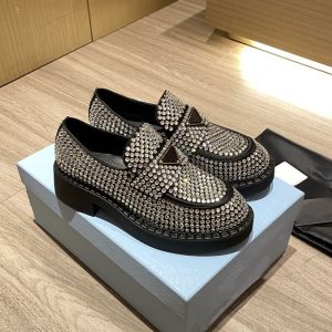 AAAA Replica Prada Women Imitation Rhinestone Thick Bottom Casual Shoes