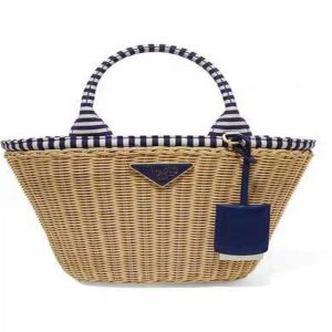 AAAA Replica Prada Women New Summer Vacation Beach Straw Woven Handbag