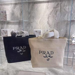 AAAA Replica Prada Women Straw Woven Hand Held Shoulder Bag