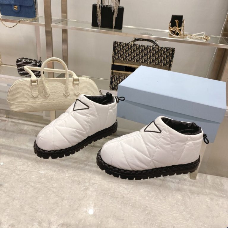 AAAA Replica Prada Women Winter Down Waterproof Thick Short Cotton Snow Boots
