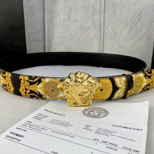 AAAA Replica Versace Leather Smooth Buckle Belt