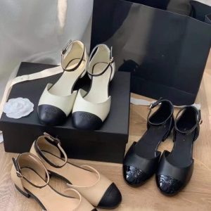 AAAA Replica Women Fashion One Word Buckle Color Flat Toe Sandals