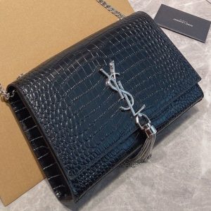 AAAA Replica YSL Check Crocodile Pattern Cowhide Single Shoulder Messenger Bag