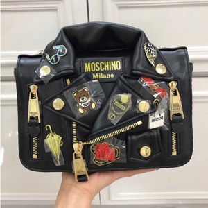 AAAA?Replica?|?Moschino Sheepskin Motorcycle Bag Badge Jacket Bag