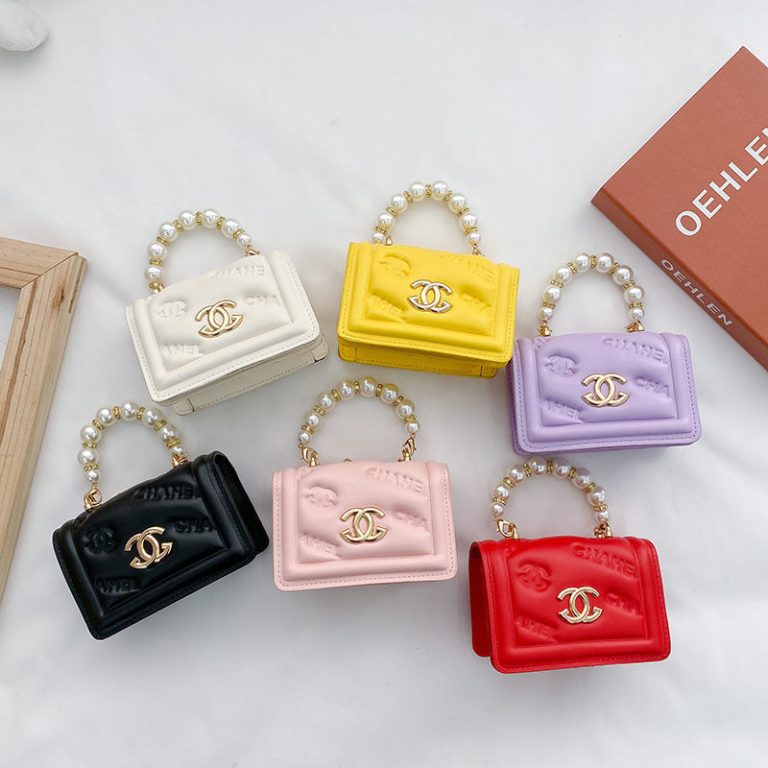 CCCC Replica Chanel Children Fashion Solid Color Pearl Chain Square Bag