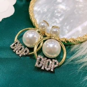 Fashion Imitation Pearl Geometric Round Rhinestone Earrings