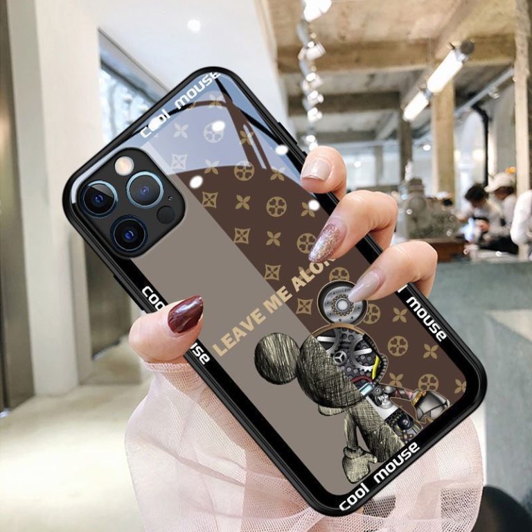 Fashion Mechanical Bear Print Glass Phone Case