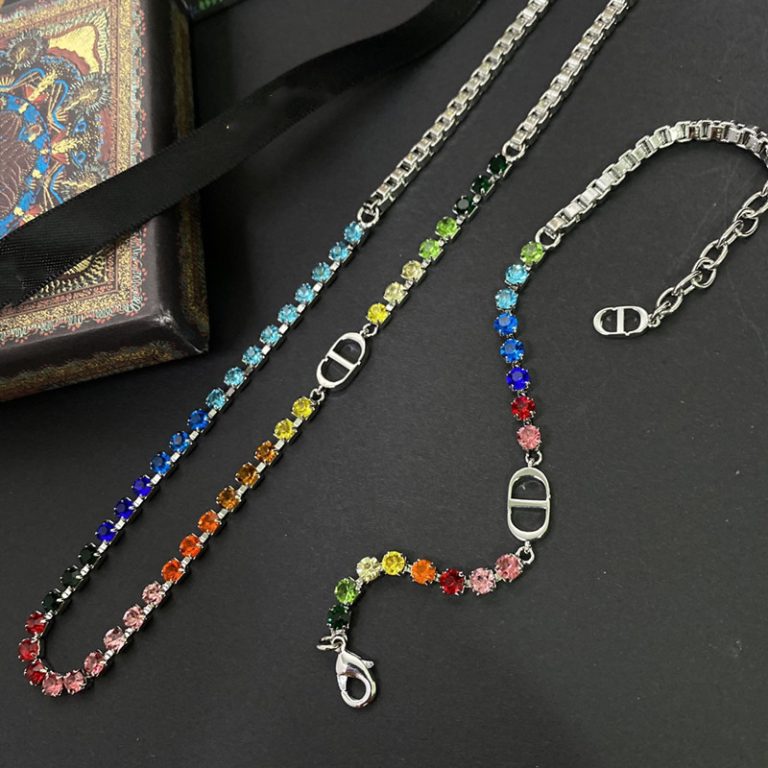 Fashion Replica Designer Dior Fashion Multicolor Rhinestone Necklaces And Bracelets